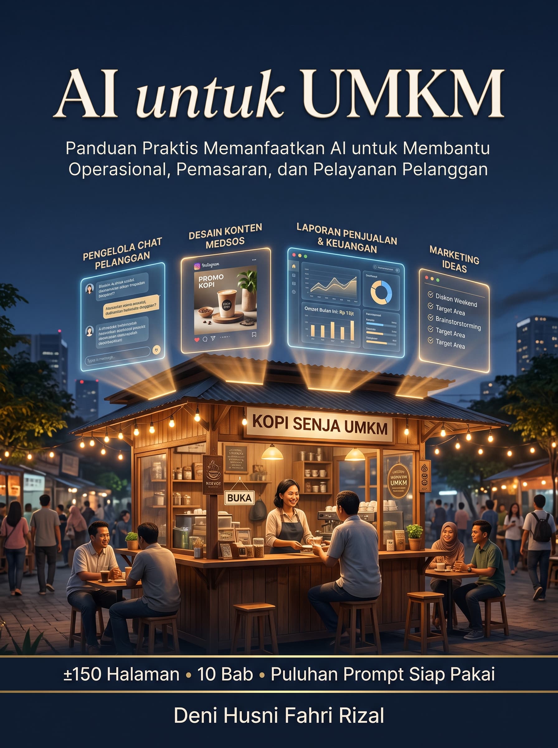Cover buku AI untuk UMKM — Karyawan Digital Untuk Usaha Anda, oleh Deni Husni Fahri Rizal, terbitan Quantum Mind Books